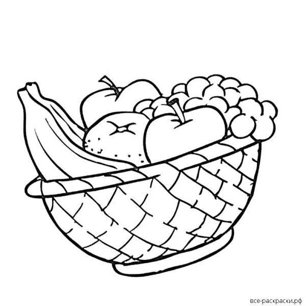 Корзина с фруктами раскраска