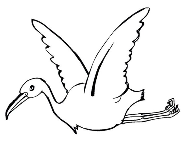 Рисунок аиста с младенцем