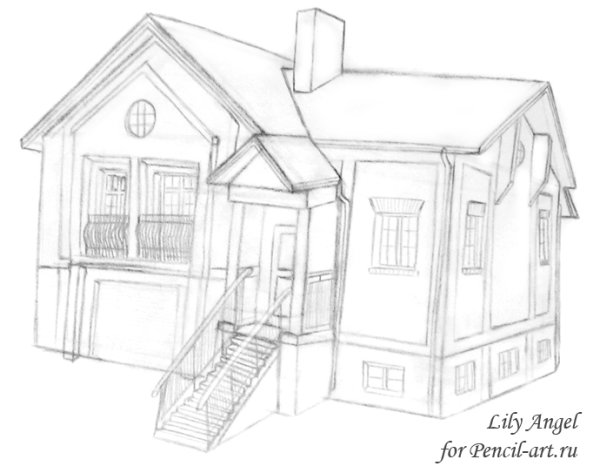 Дом рисунок карандашом простой