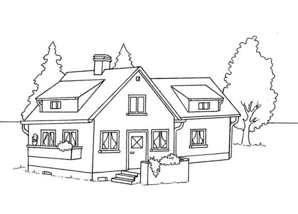 Нарисовать дом с гаражом