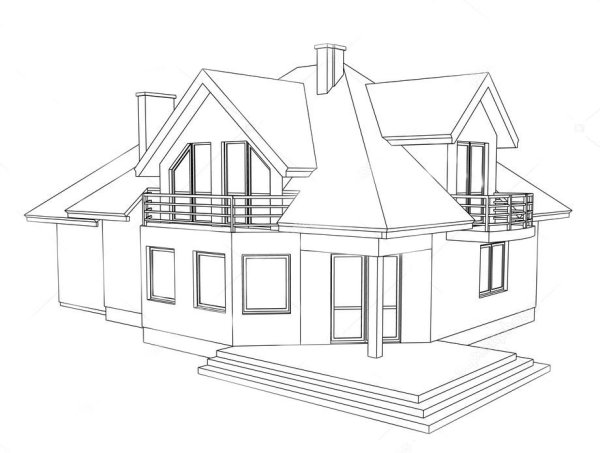 Частный дом рисунок для срисовки