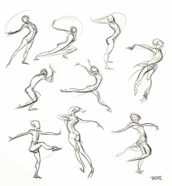 Зарисовки людей в движении