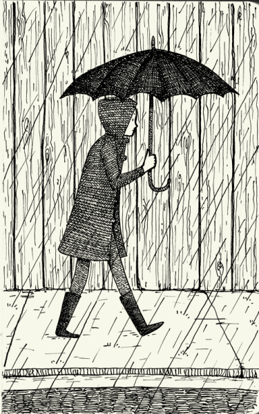 Человек под дождем рисунок
