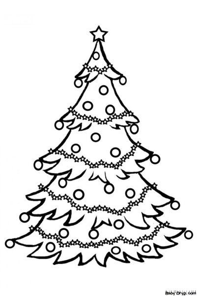 Раскраска елка Новогодняя