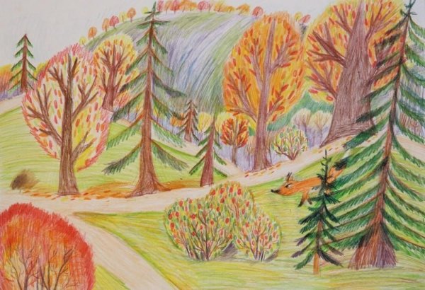 Осенний лес рисунок