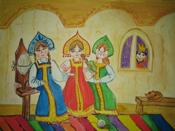 Рисунок к сказке три девицы под окном