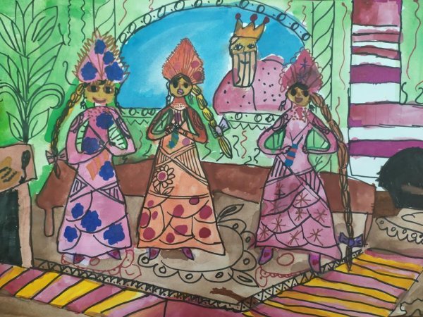 Три девицы под окном разукрашка