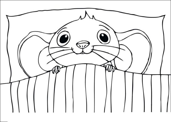 Мышка из сказки Теремок раскраска для малышей