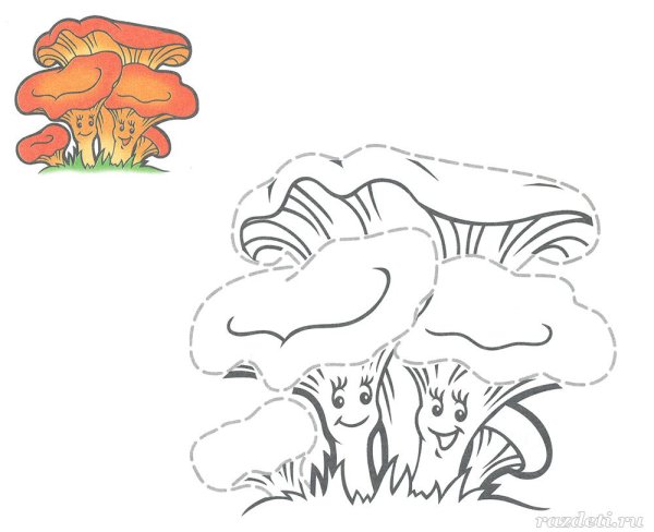 Гриб Лисичка рисунок для детей