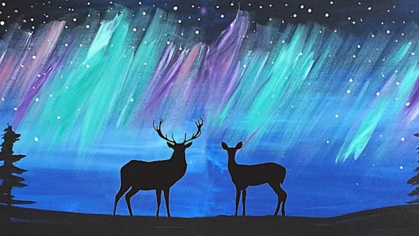 Рисование Северное сияние