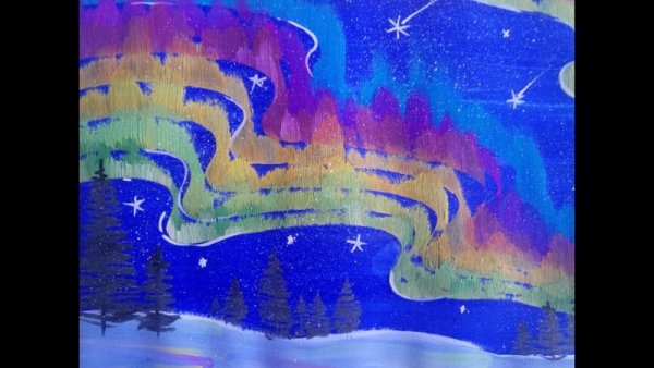 Правополушарное рисование Северное сияние