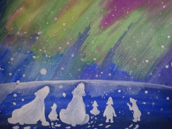 Рисование Северное сияние