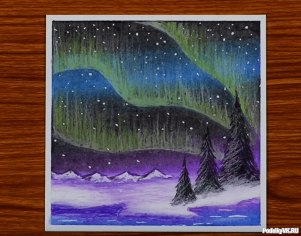 Рисование Северное сияние в подготовительной группе