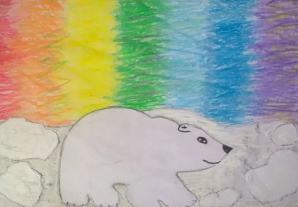 Северное сияние сухой пастелью