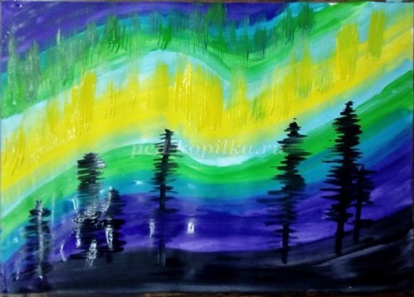 Северное сияние мастихином