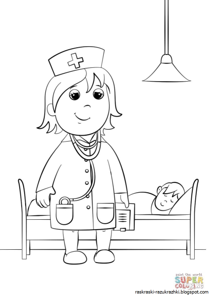 Врач раскраска для детей
