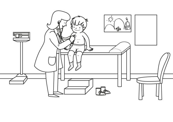 Раскраска врач педиатр