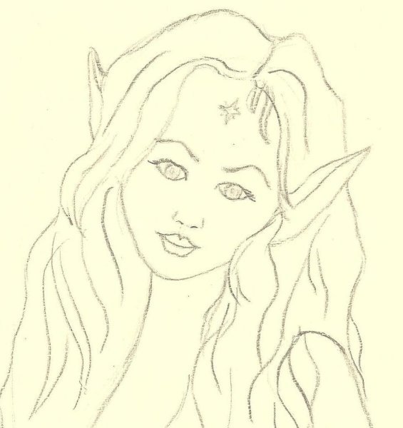 Девушка Эльф рисунок карандашом легкий