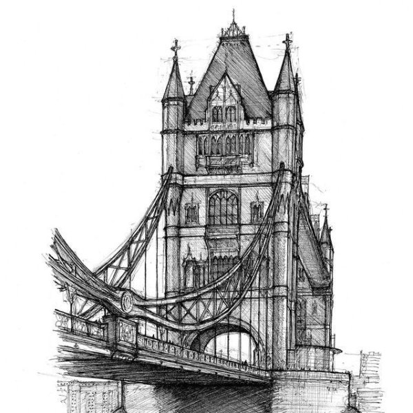 Тауэрский мост архитектурный скетч