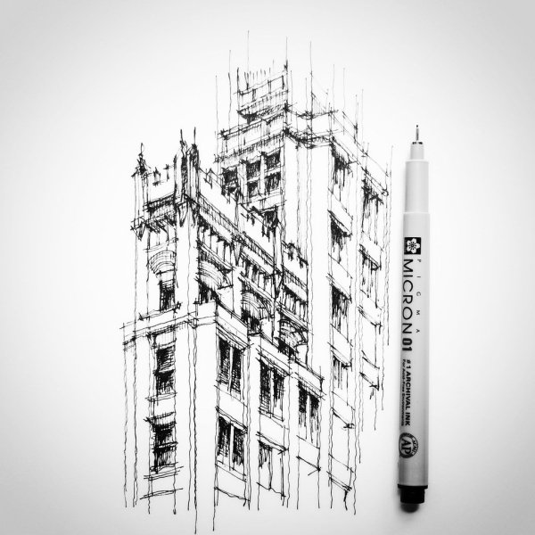 Скетчи архитектуры линером