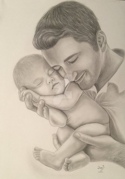 Пара с ребенком рисунок карандашом