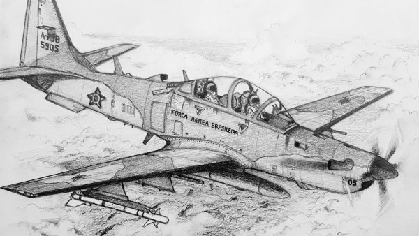 Военный самолет карандашом