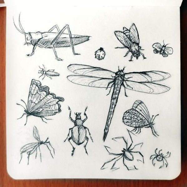Насекомые карандашом