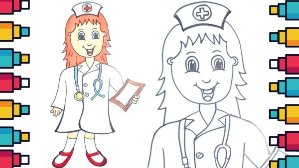 Рисунок медсестры для срисовки