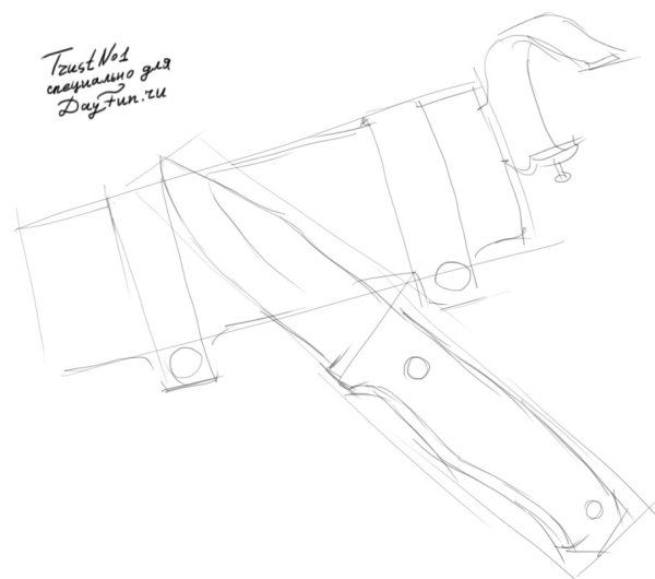 Поэтапное рисование ножа