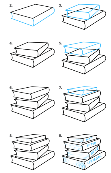 Поэтапный рисунок книги
