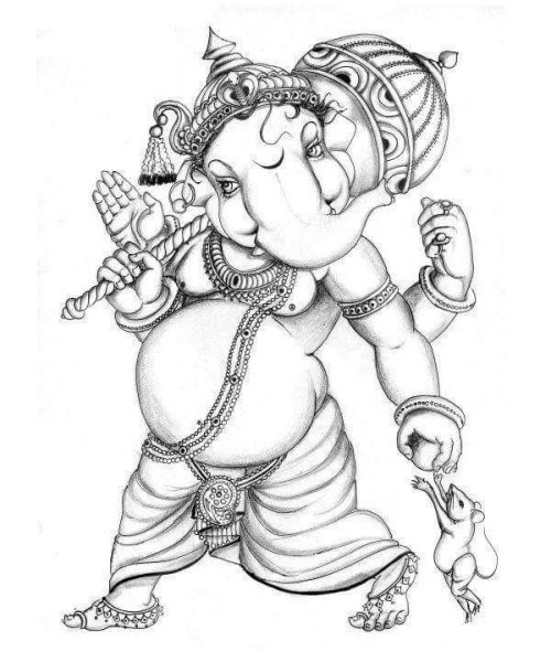 Индийский Бог слон Ганеша рисунок