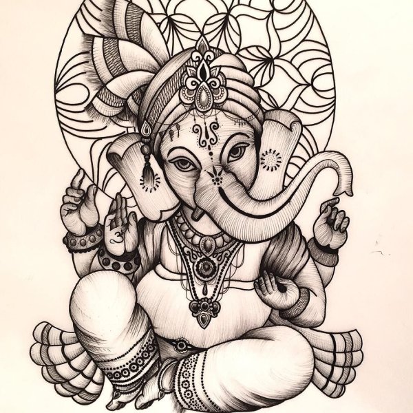 Бог Индии Ганеша рисунок