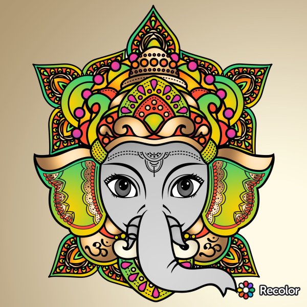 Индийский Бог Ганеша рисунок