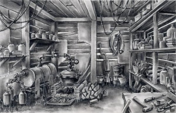 Сарай внутри рисунок