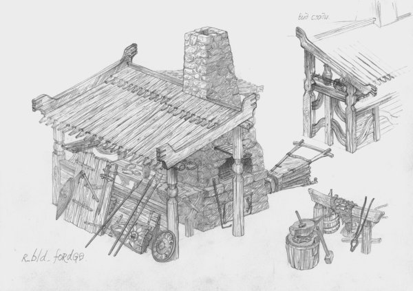Строение кузница на Руси