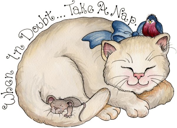 Спящий кот рисунок