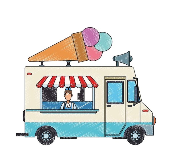 Нарисовать фургон с мороженым