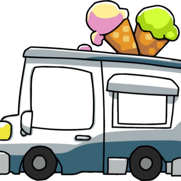 Фургон с мороженым на прозрачном