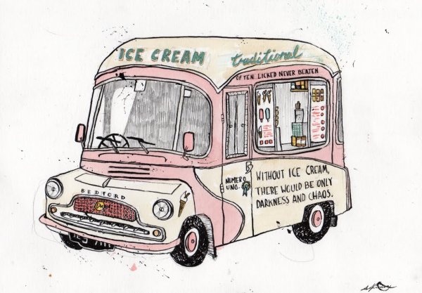 Продавец мороженого с фургоном рисунки