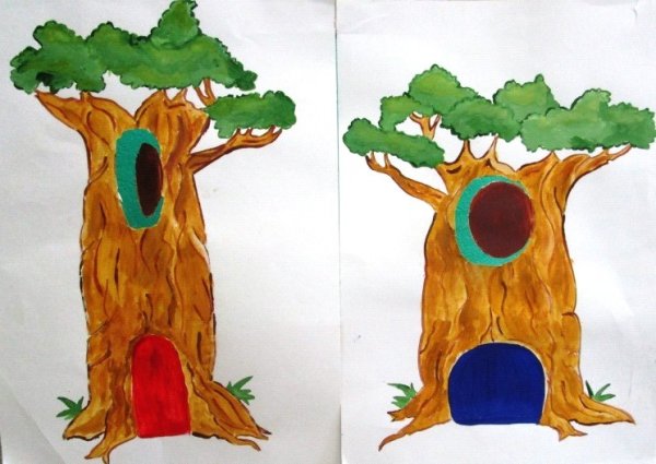 Дерево с дуплом картина