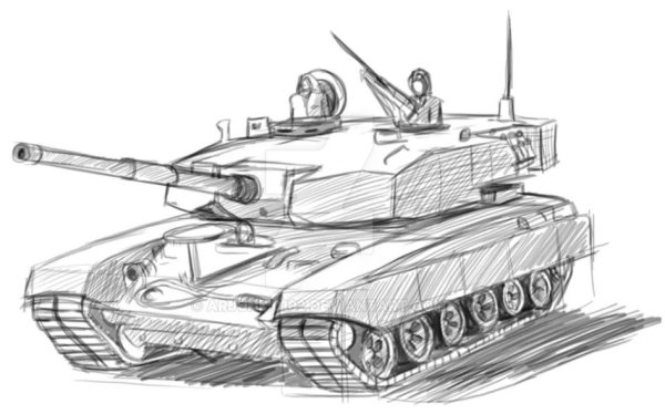 Рисунок танка карандашом