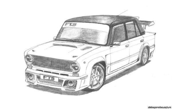ВАЗ[ 2107 рисунок тюнингованный