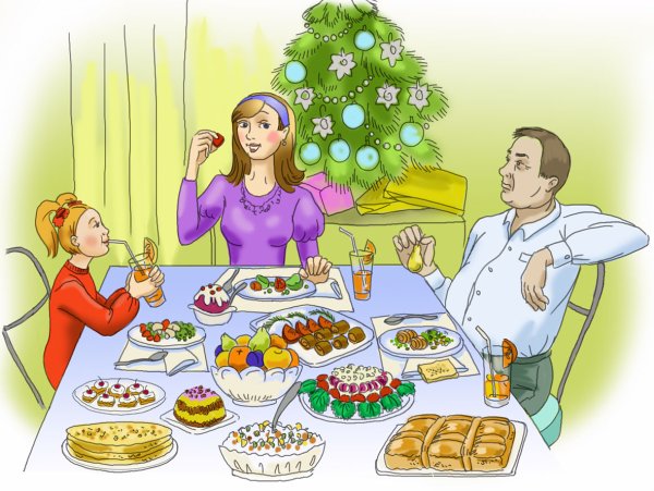 Новогодний стол мультяшный