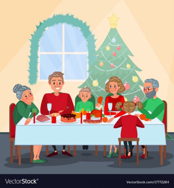 Рождество семья стол
