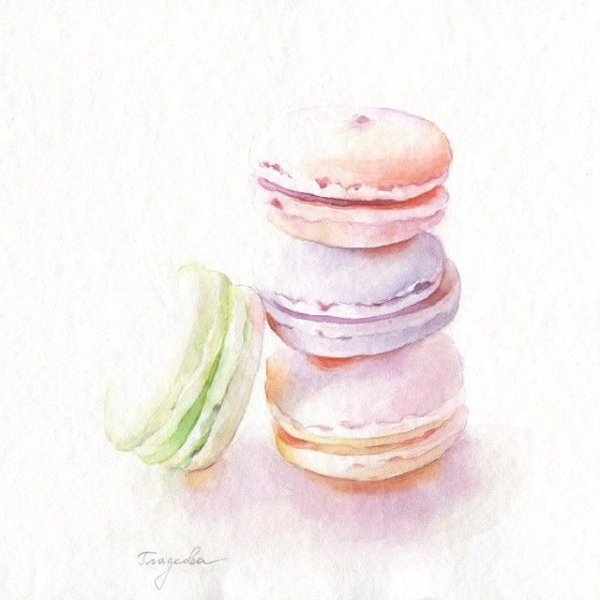 Макарунс акварель