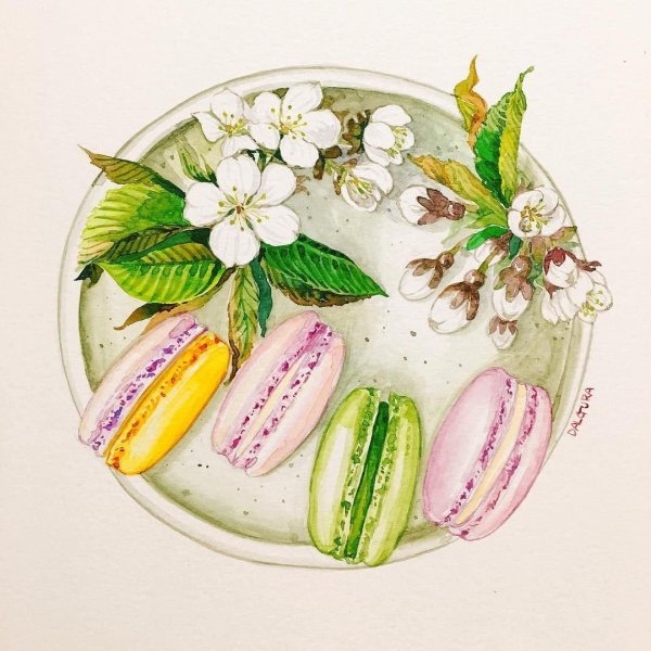 Макарунс акварель