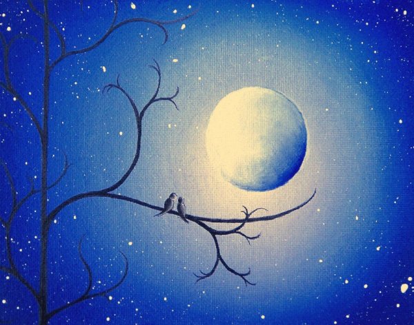 Луна рисунок маслом