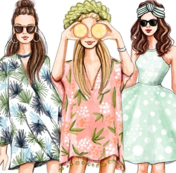 Три девушки нарисованные