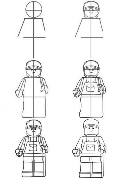 Нарисовать лего человечка