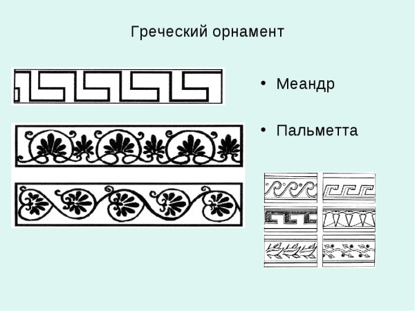 Орнамент древней Греции - Меандр, Пальметта